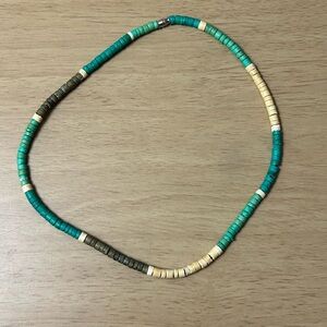 Turquoise and Cream Beaded Necklace
